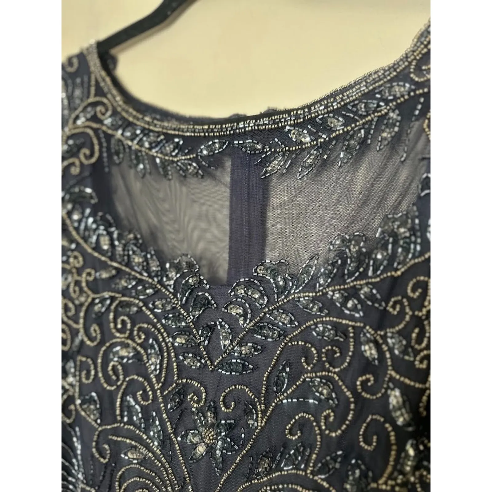 PISARRO NIGHTS Womens Size 14 Navy Bateau Neck Floor Length Jumpsuit Formal Blue - Image 4