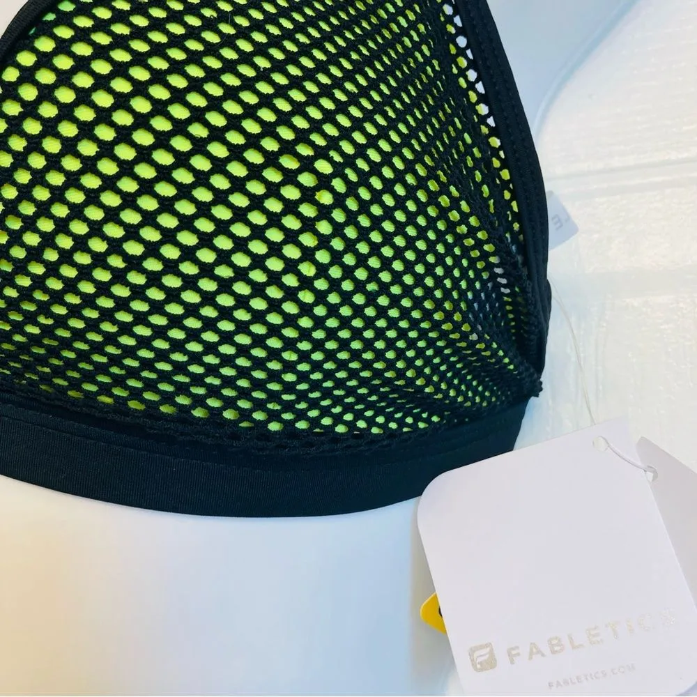 Fabletics Neon Costa Mesh Layer Triangle Bikini Top Removable Cups Sz‎ Large NEW - Image 5