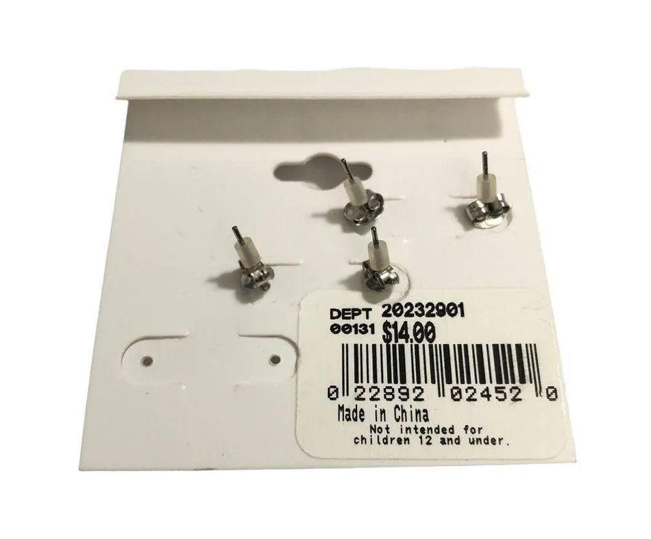 Roman Faux Pearl Stud Earrings Set Of 2 White - Image 2