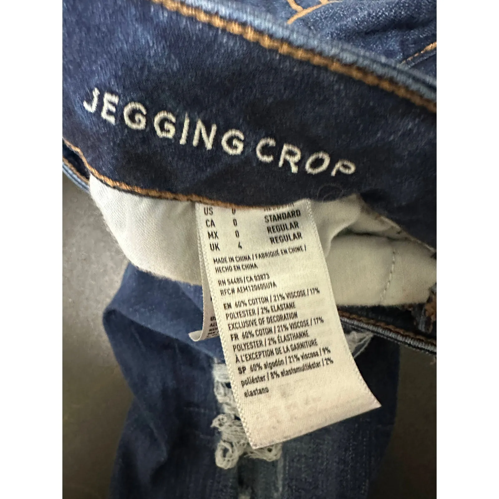 American Eagle AEO Jeans Women 0 Regular 0R Blue Denim Distressed Crop Jeggings - Image 6