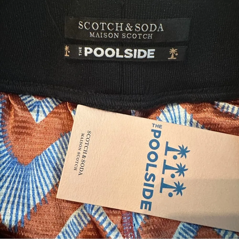 Scotch &‎ Soda Poolside Blue & Red Chevron Stripe Ruffle Shorts Sz L NEW - Image 4