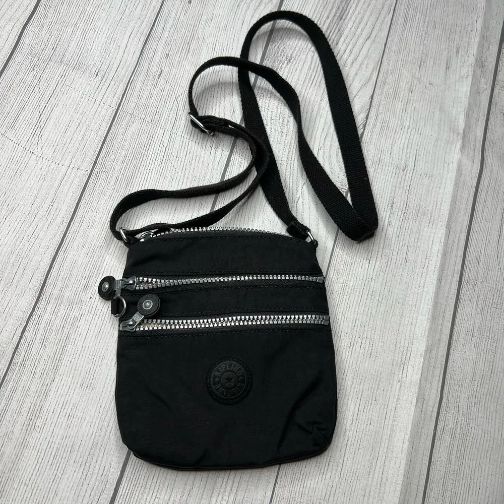 Kipling Alvar Extra Small Mini Bag Black Crossbody Purse Multizipper Pouches - Image 4