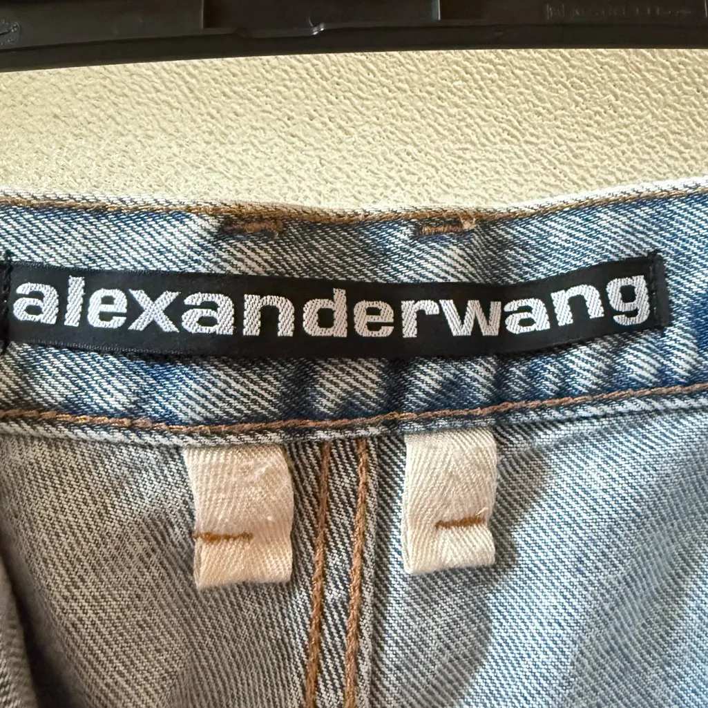 ALEXANDER WANG Denim Double Front Carpenter Wide Leg Jeans Pebble Bleach Sz 27 - Image 8