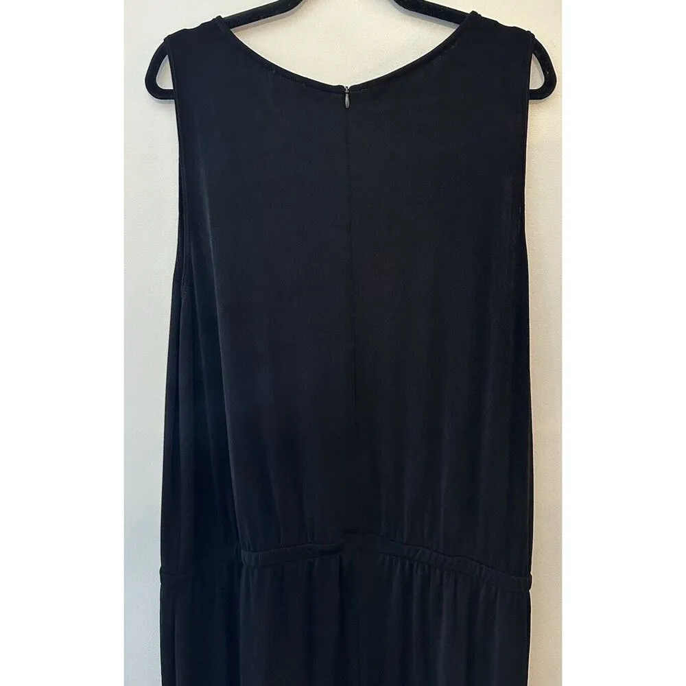 Chicos Travelers Jumpsuit Tie Waist Wide Cropped Leg Size 20/22 Black Slinky NEW - Image 4
