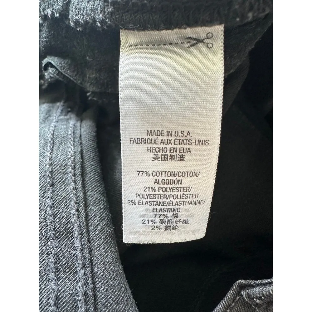 Juicy Couture Distressed Faux Leather Trim Black Stretch Denim Skinny Jeans 30 - Image 8