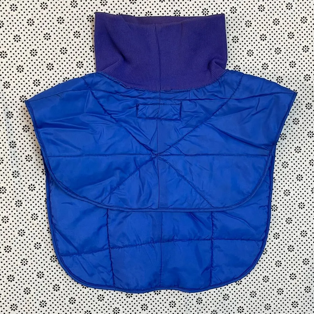 Vintage Clayton Industries Quilted Down Neck Warmer Dickie Blue Ribbed Knit Size XS - Image 5