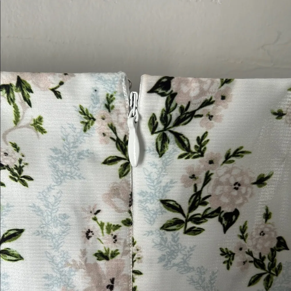 DANIELLE BERNSTEIN Size 8 Zippered Floral Spaghetti Strap Micro Dress pockets - Image 5