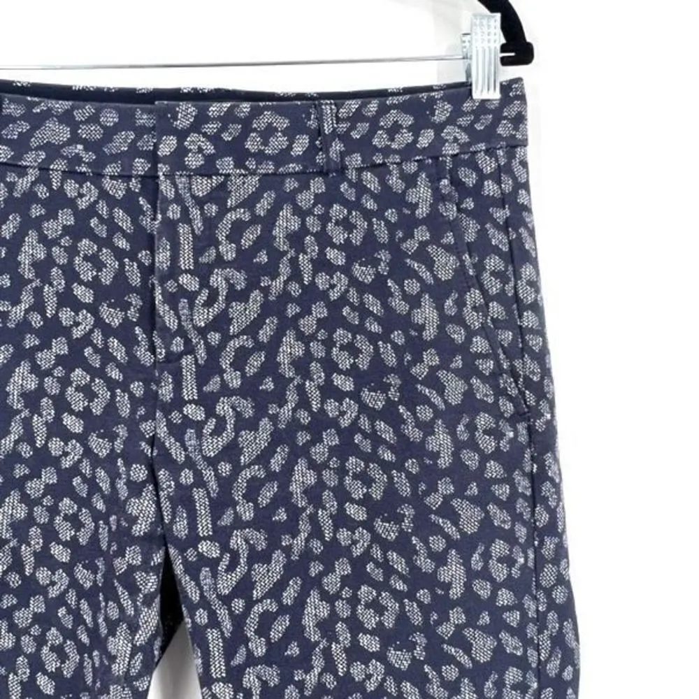 Banana Republic Women's Animal Print Flat Front Ryan Trouser Pant Navy Blue Sz 4 - Image 4