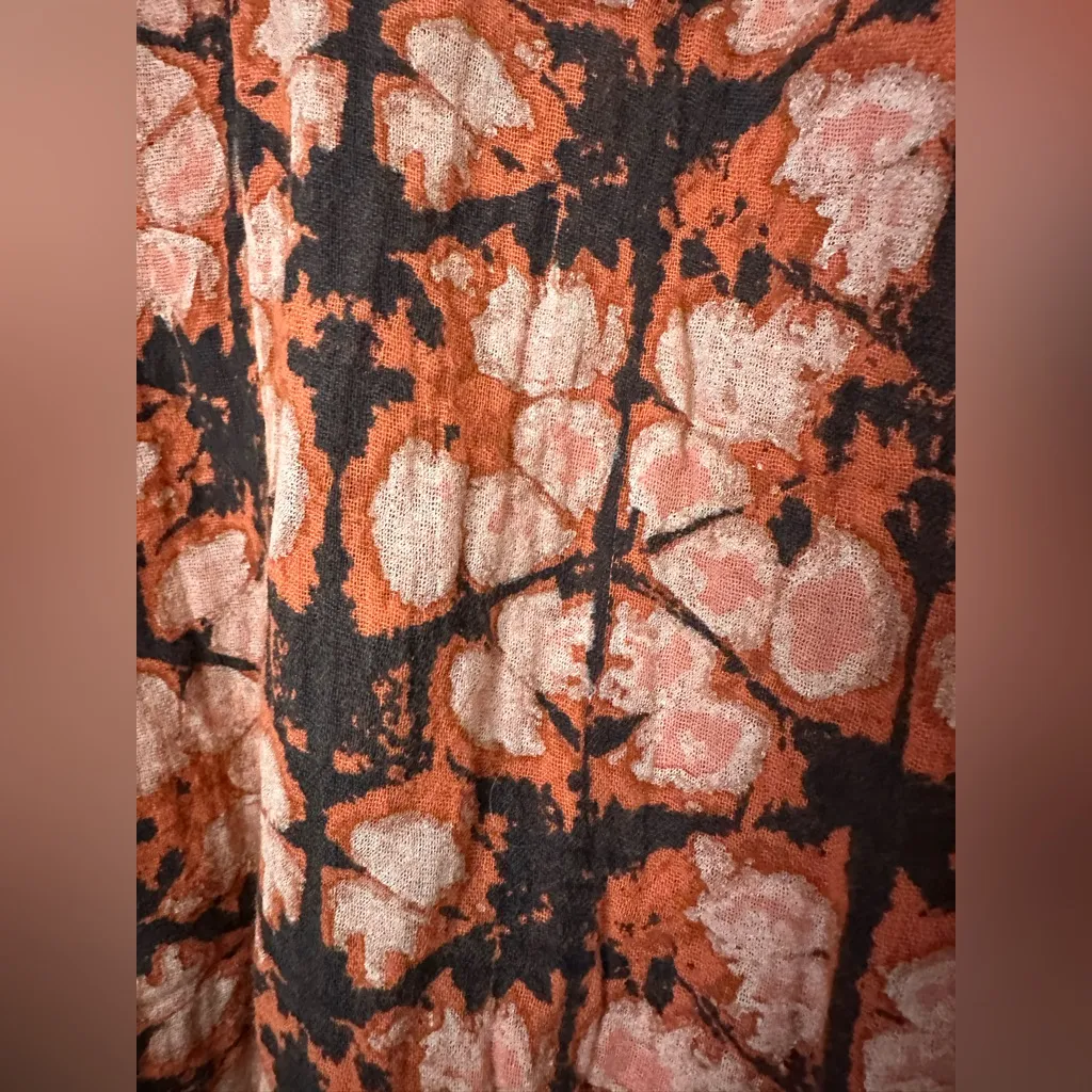 Anthropologie Porridge Elisabeth Tie Dye Balloon Sleeve Top Orange Red Size L - Image 4