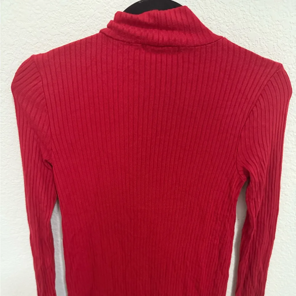 Reformation Jeans Sammi Red Ribbed Turtleneck Dress Long Sleeves Size XS - Image 10
