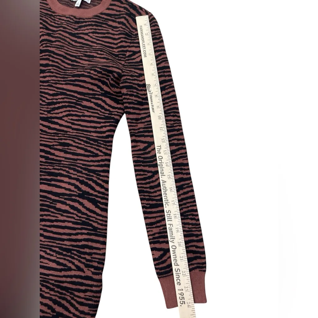 Express Negin Mirsalehi Brown Zebra Long Sleeve Bodycon Sweater Dress - Image 3