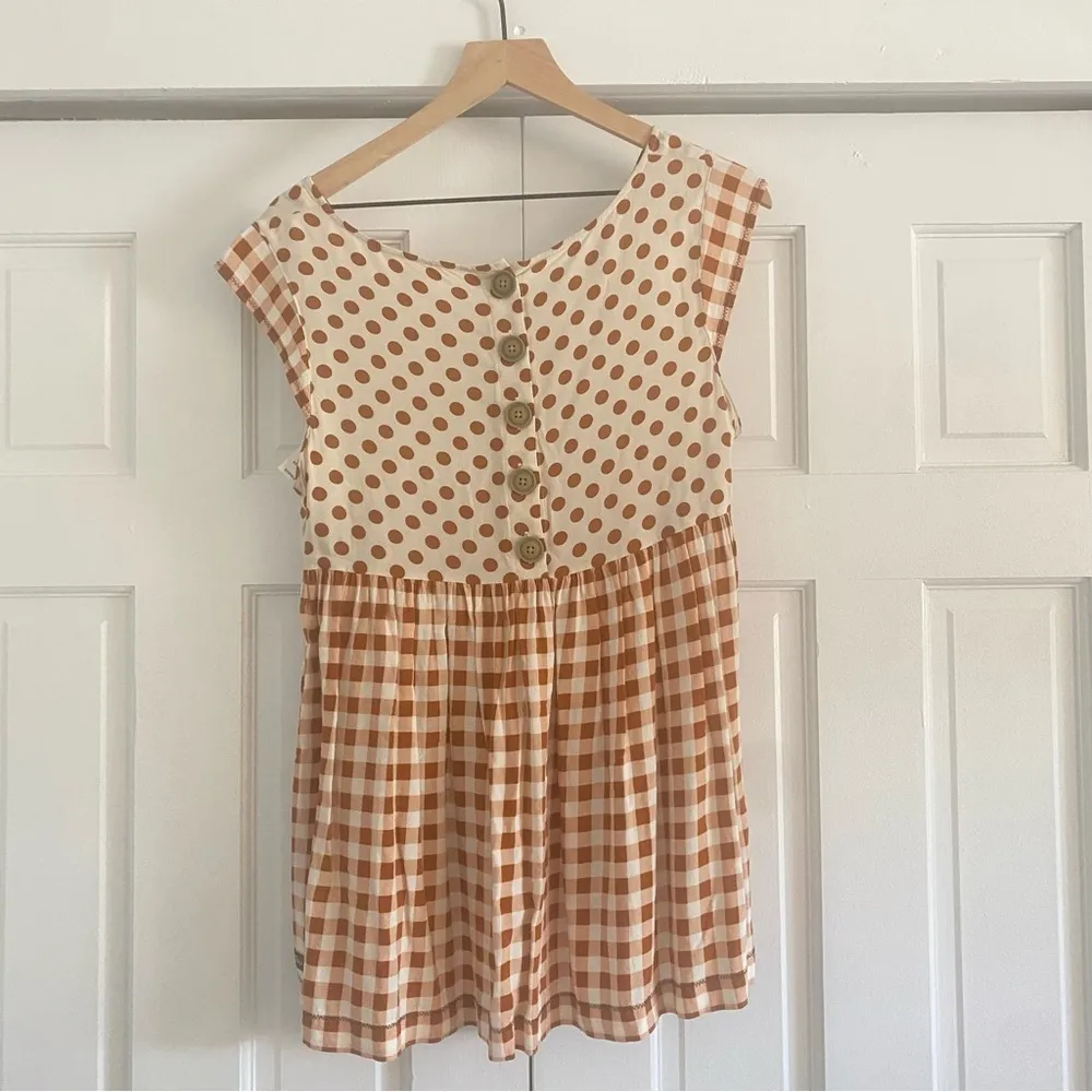 Matilda Jane Tan Polka Dot and Checkered Blouse - Image 7