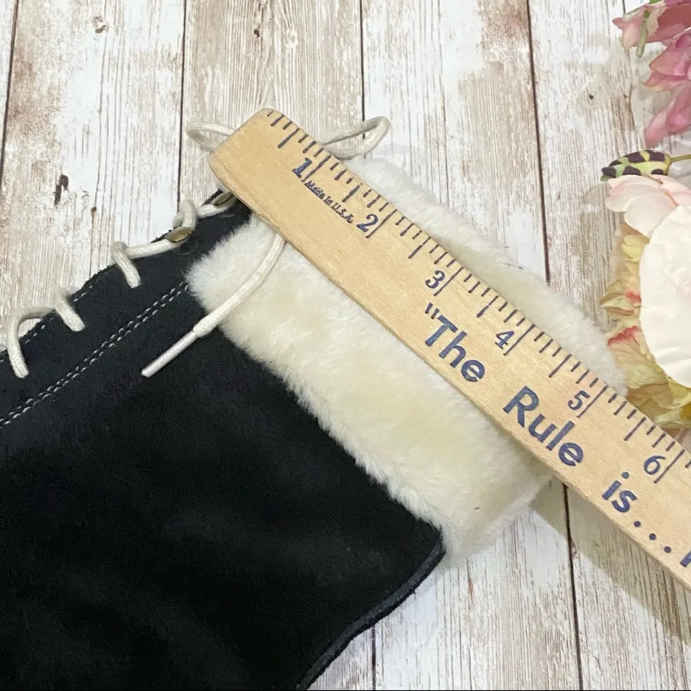 Cole Haan Nike Air Faux Fur Trim Black Waterproof Lace Up Combat Boots 8… - Image 11