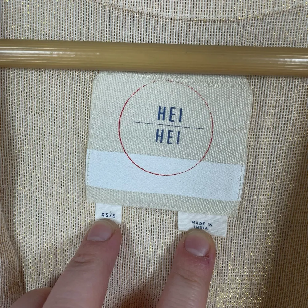 Anthropologie Hei Hei Daybreak Shimmer Metallic Open Kimono Rose Gold XS/S - Image 8