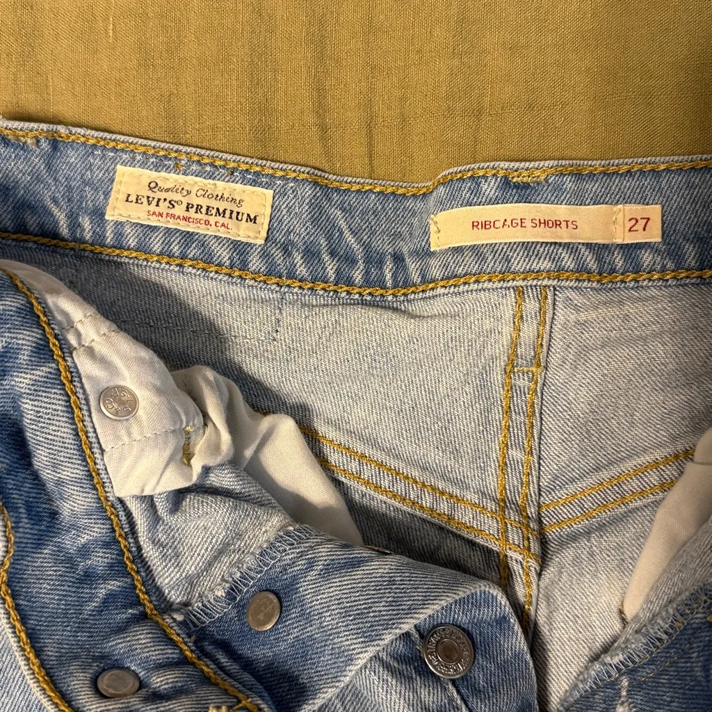 Levi's Light Blue Distressed Jean Shorts - Image 2