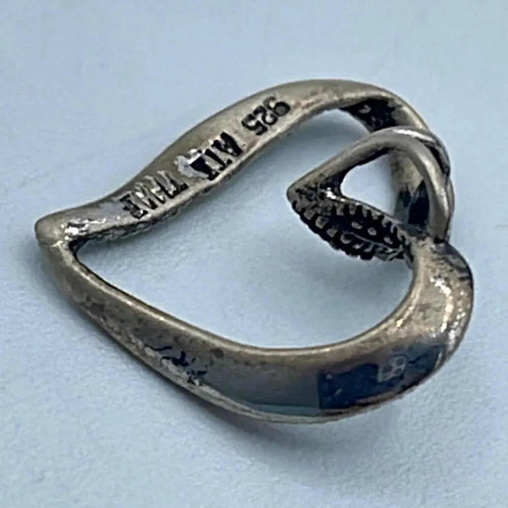 Vintage estate sale sterling silver Marcasite heart sliding pendant. - Image 2