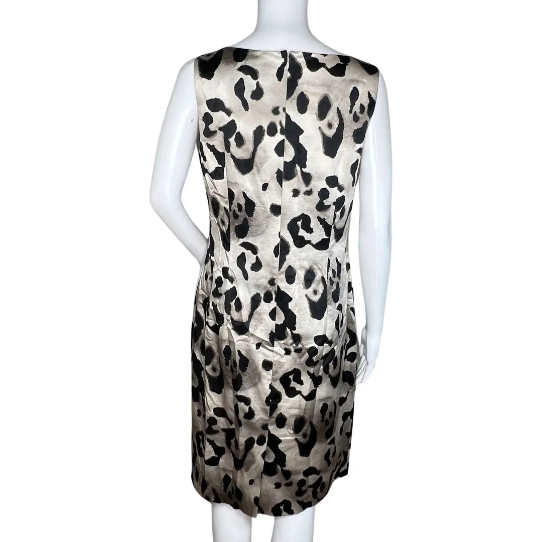 Ann Taylor Dress Women 6 Silver Black Large Leopard Print Sheath Party Cocktails - Image 4