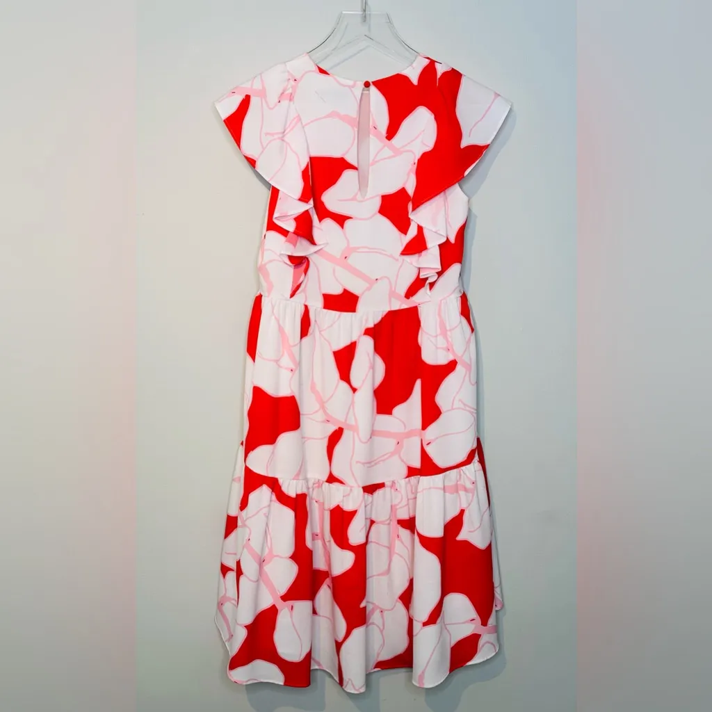 Crosby By Mollie Burch Floral Tiered Red White Pink Ruffle Dress Size XS - Image 2