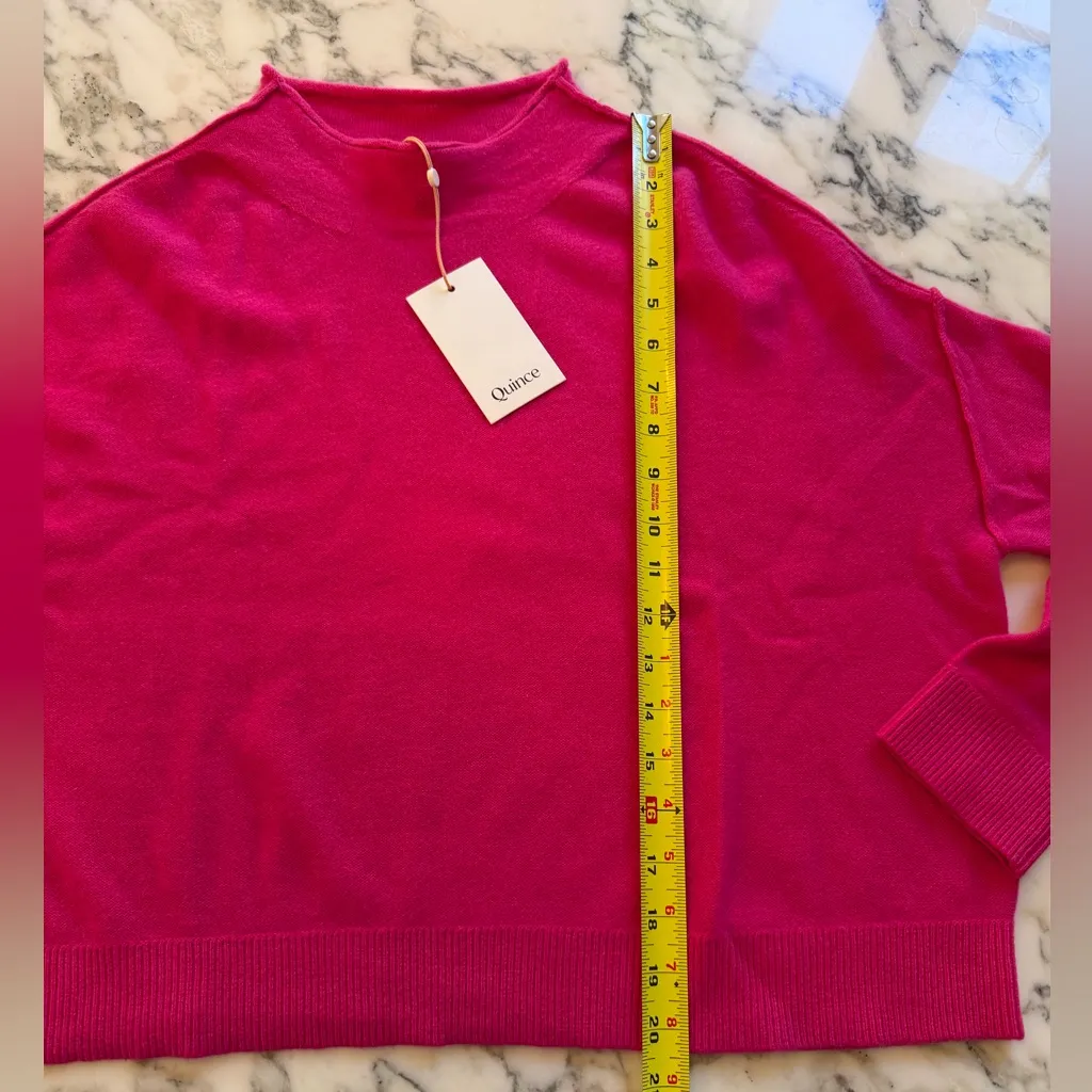 New Quince Mongolian cashmere mock turtle neck sweater Rasberry Pink Sz XS - Image 4