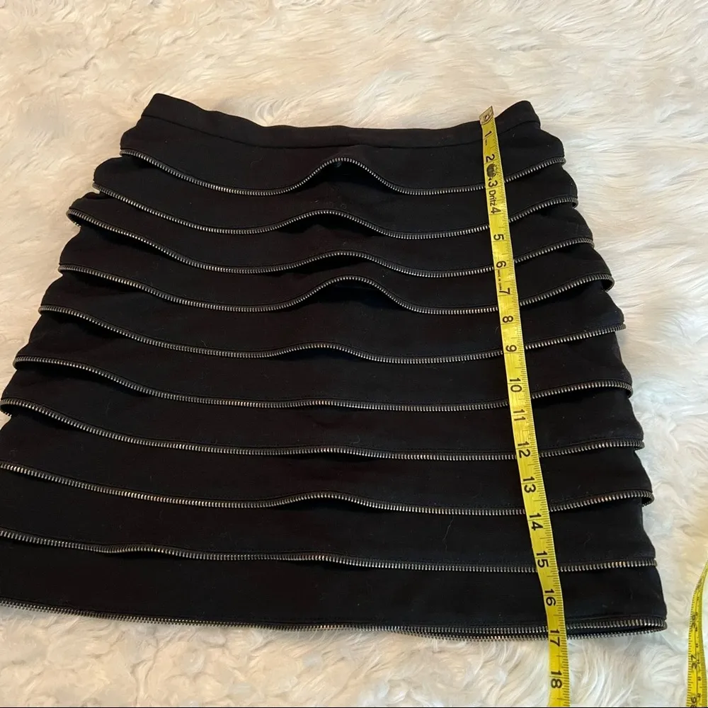 Aryn K. Zipper teeth medium Skirt Ruffle Trim Ponte Mini Skirt Black unique - Image 5