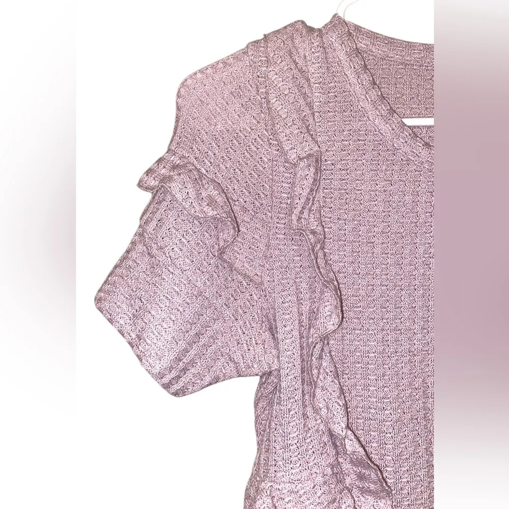 Chaser brand rose/lavender waffle knit soft ruffle top NWT sold at REVOLVE - Image 5
