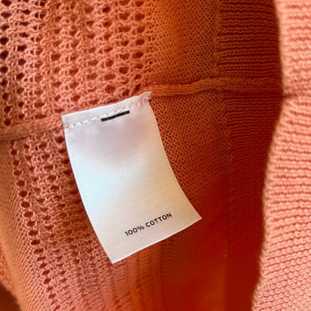 Caslon Cardigan Coral Short Sleeve V Neck Pointelle Button Front Sz XL EUC - Image 6