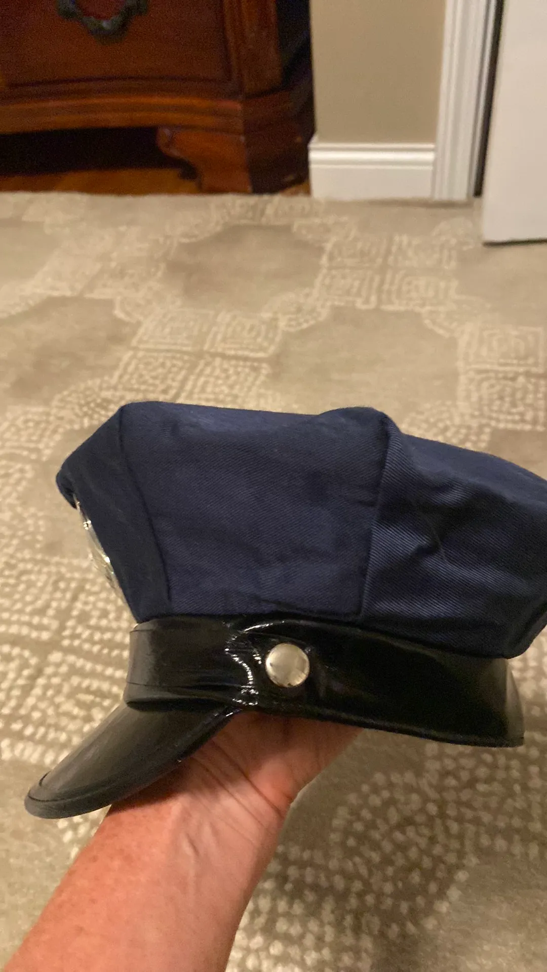 Halloween Police Cop Hat Blue - Image 4