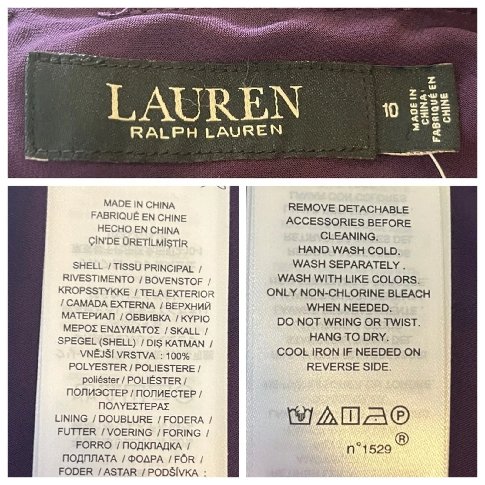 Ralph Lauren New Gown Floor Length V-neck Rhinestone Plum Velvet Women’s Size 10 - Image 10