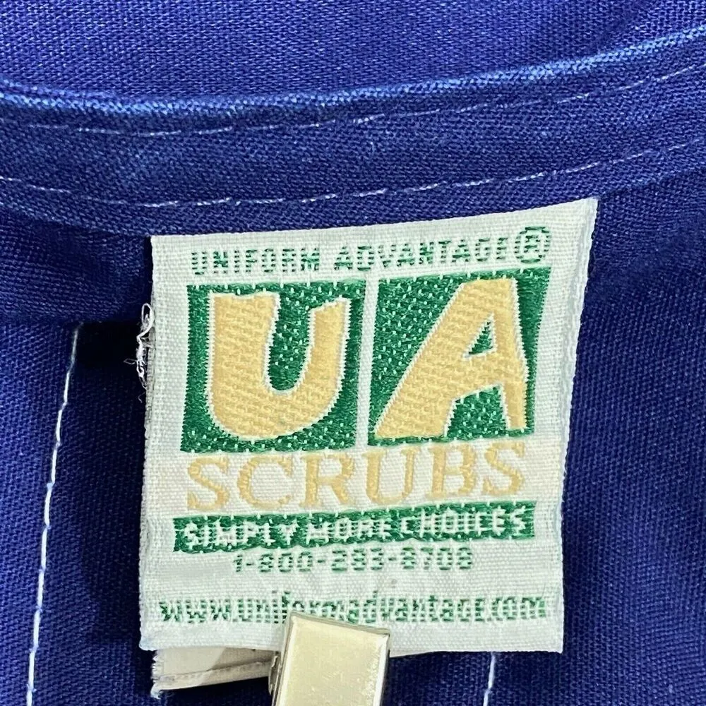 UA Scrubs Uniform Advantage Solid Blue Scrub Top Shirt Size Medium M - Image 3
