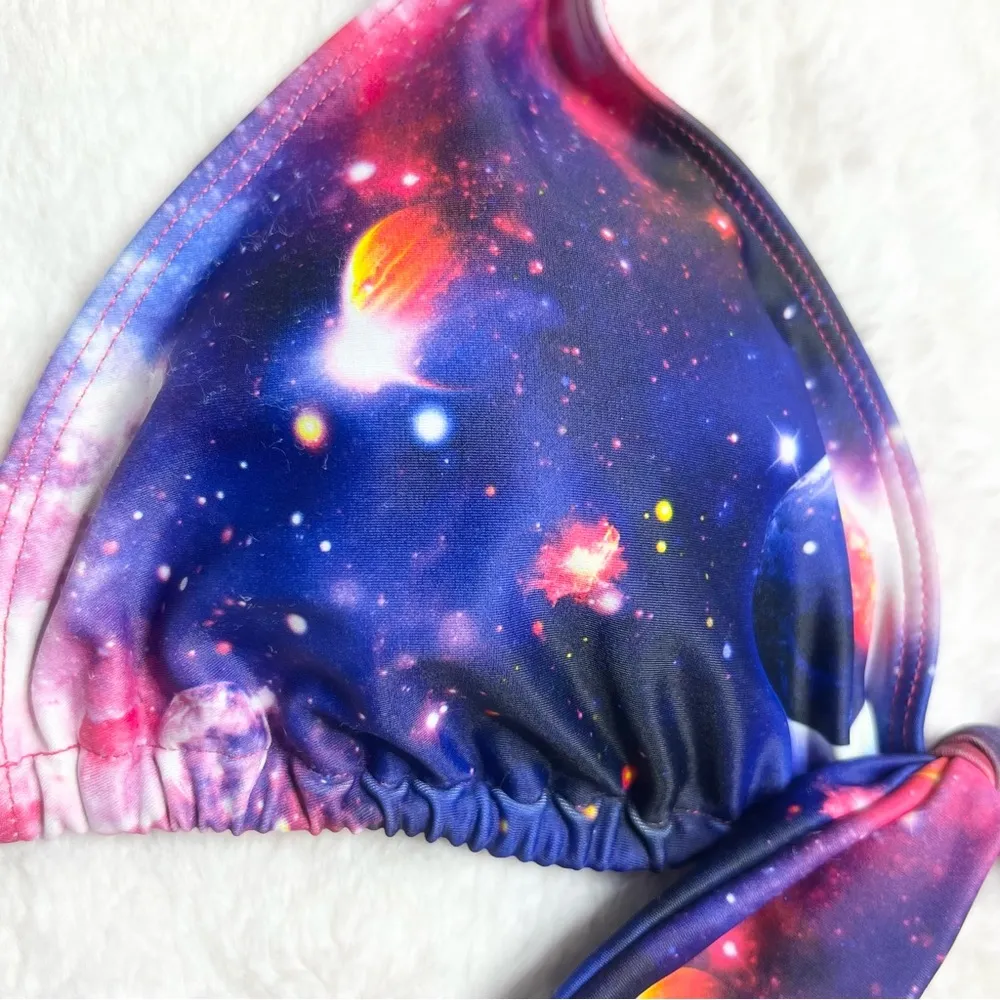 Trunkettes Pink & Purple Outer Space Galaxy Bikini Top Women’s Size XL - Image 5