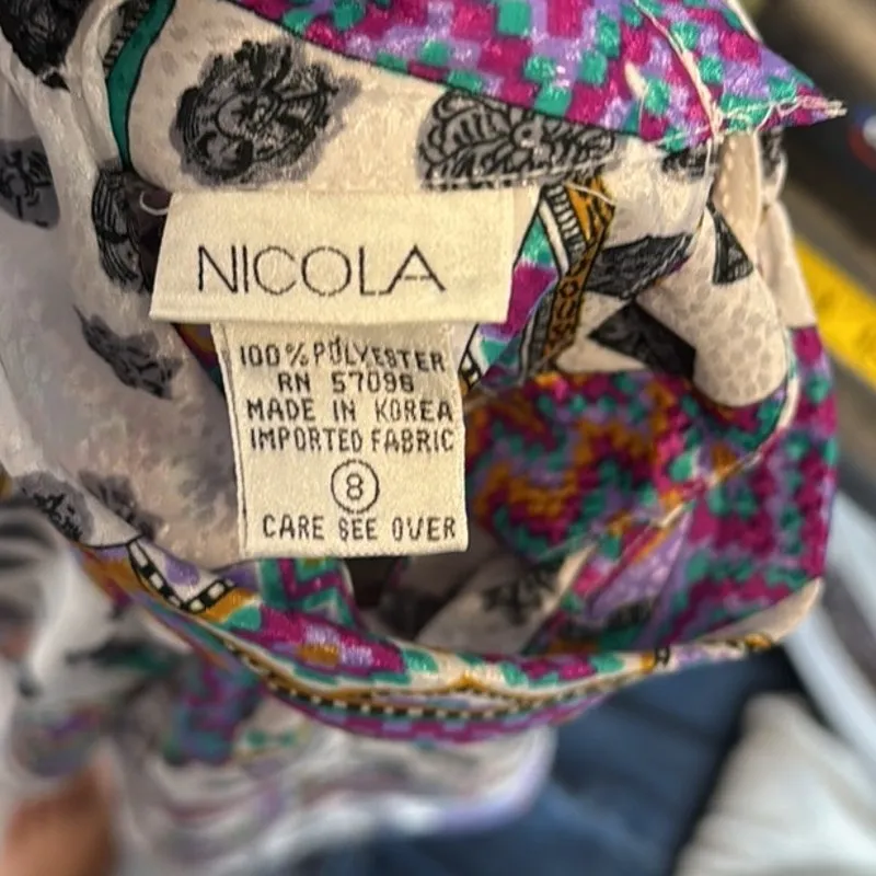 Vintage Nicola Blouse size M 80s vibrant quirky artsy bold statement Size M - Image 7