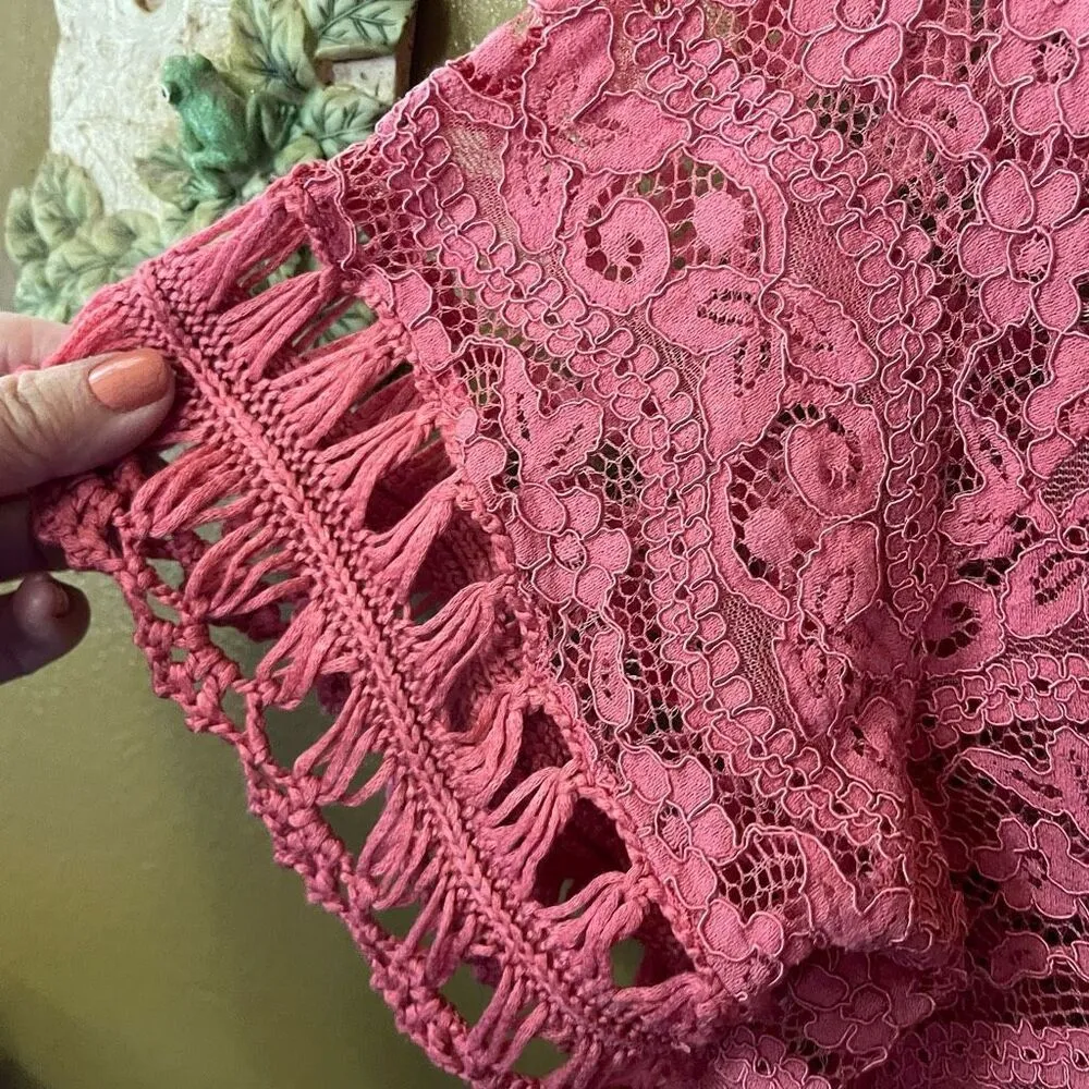 Roman’s size L crocheted coastal beach boho festival tunic travel cruise Orange Size L - Image 7