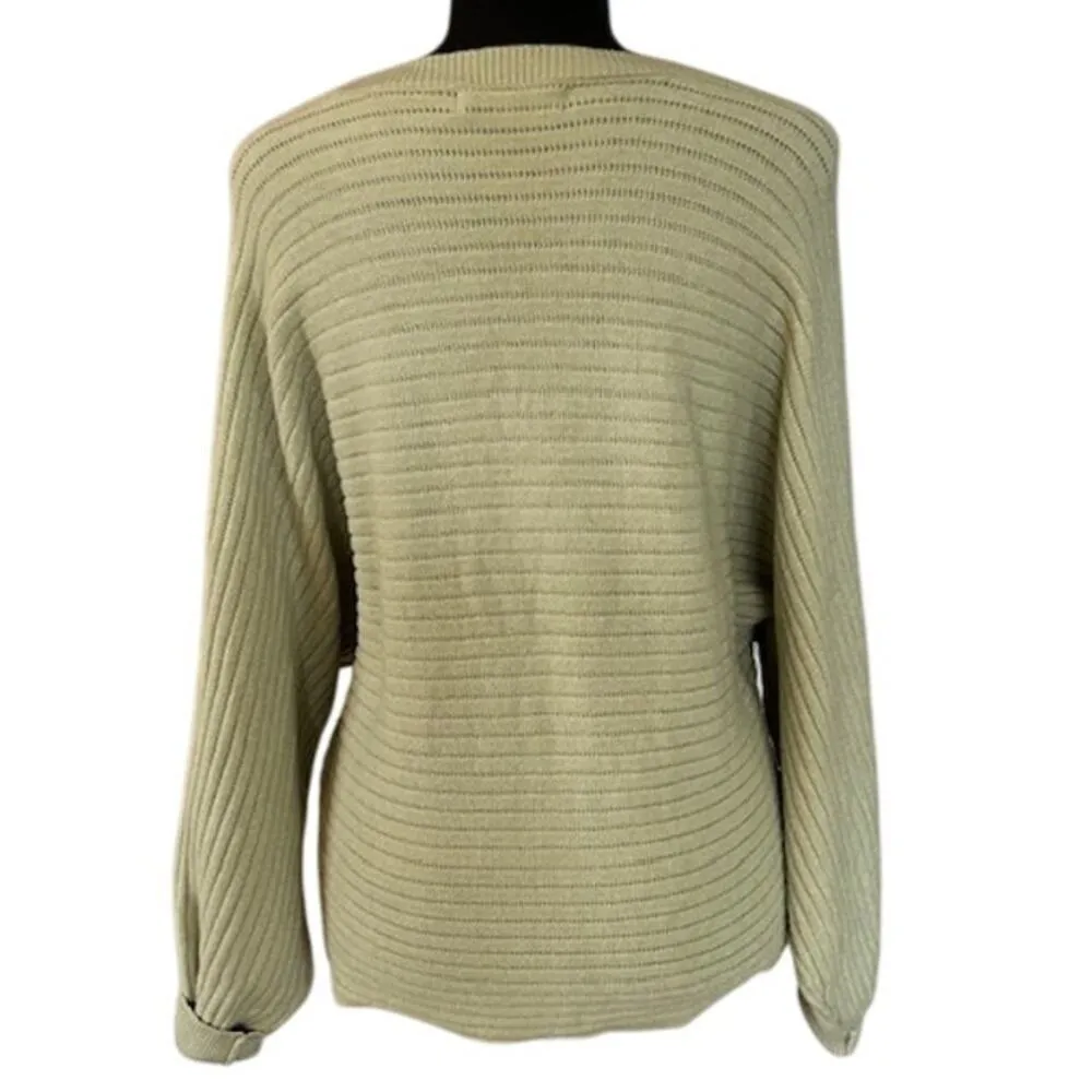 Women's Oversized Crew Neck Pullover Sweater, Batwing Puff Long Sleeve, Small - Image 4