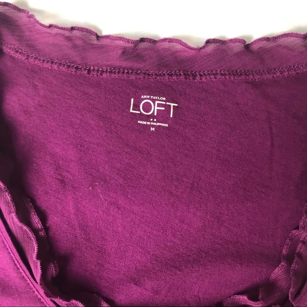 Ann Taylor Loft  Sleeveless Ruffle Trim Blouse - Image 3