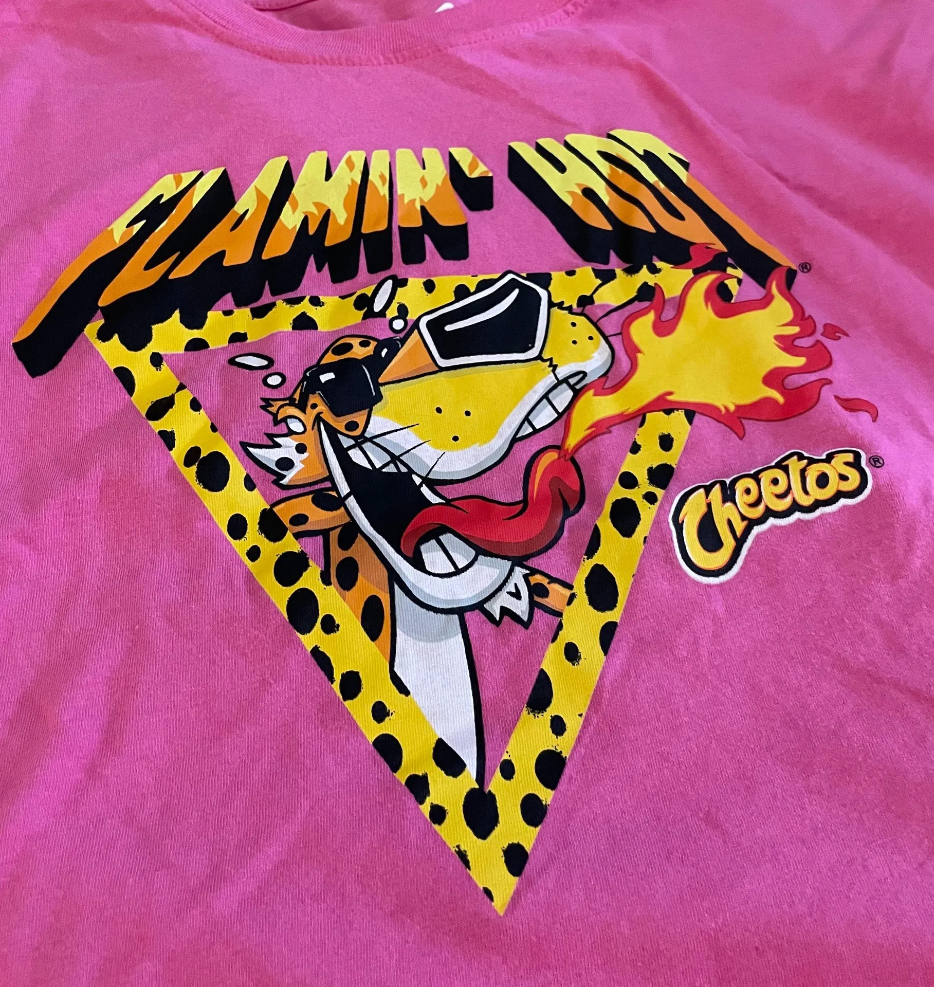 NWT Pink Flamin’ Hot Cheetos T-Shirt Crop Top Babydoll Tee New Chester Cheetah - Image 11
