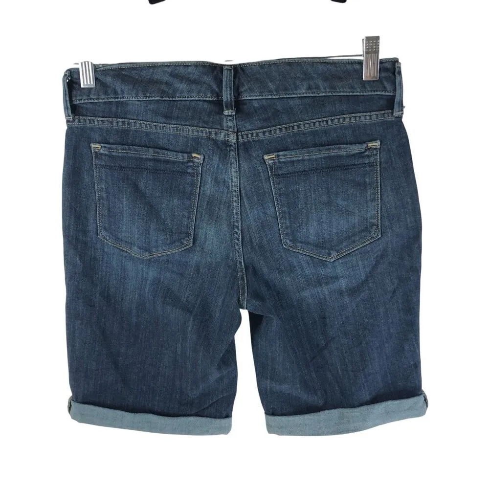 Eddie Bauer Womens Denim Bermuda Shorts Slightly Curvy Cuffed Stretch 6 - Image 2