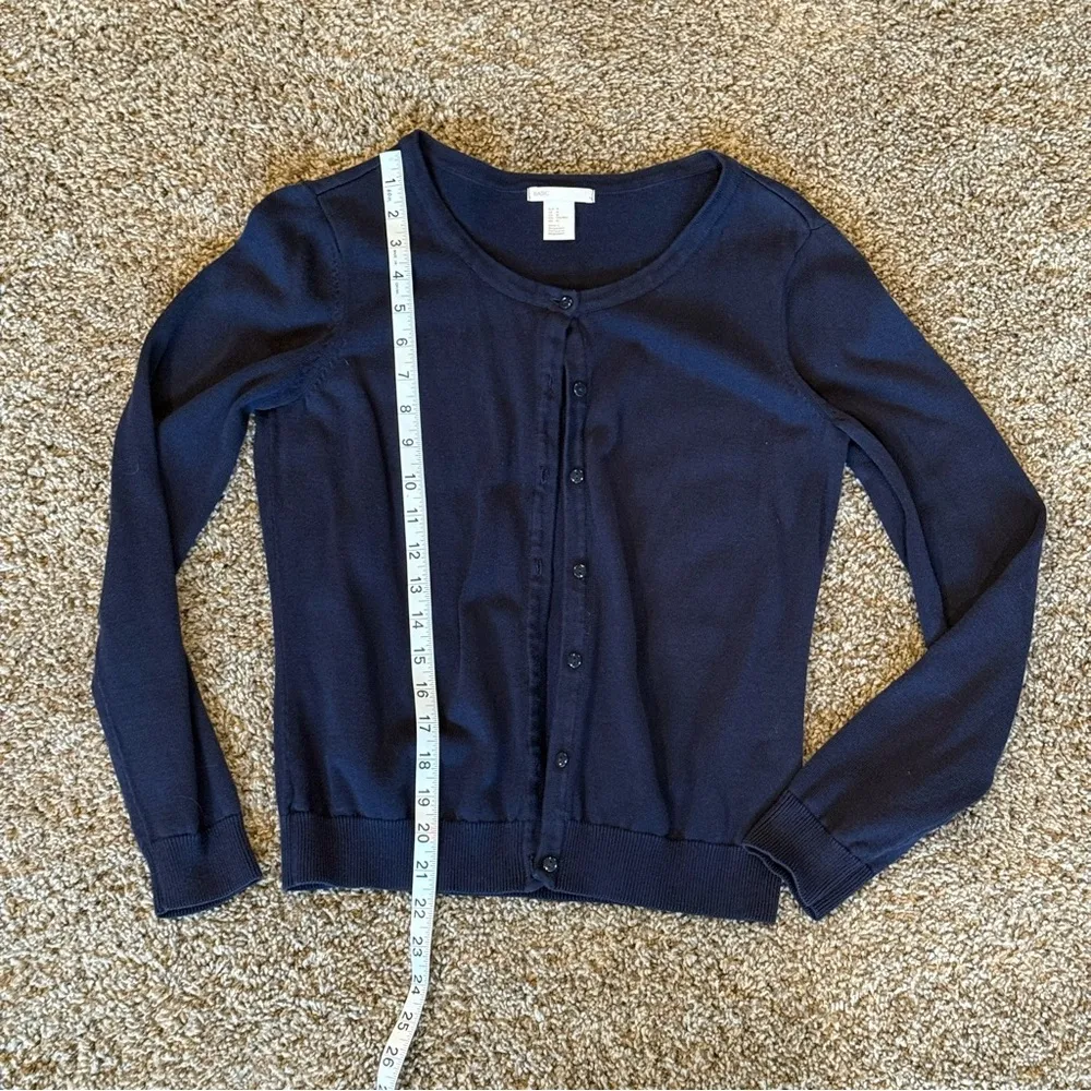 H&M Basics Blue Long Button Down Cardigan Medium - Image 7