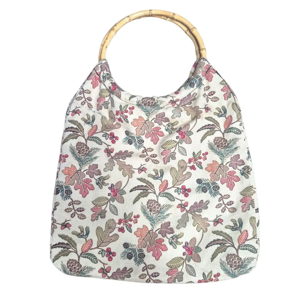 Longaberger Homestead Autumn Fall Foliage Tote with Wooden Handle Vintage 90s - Image 2