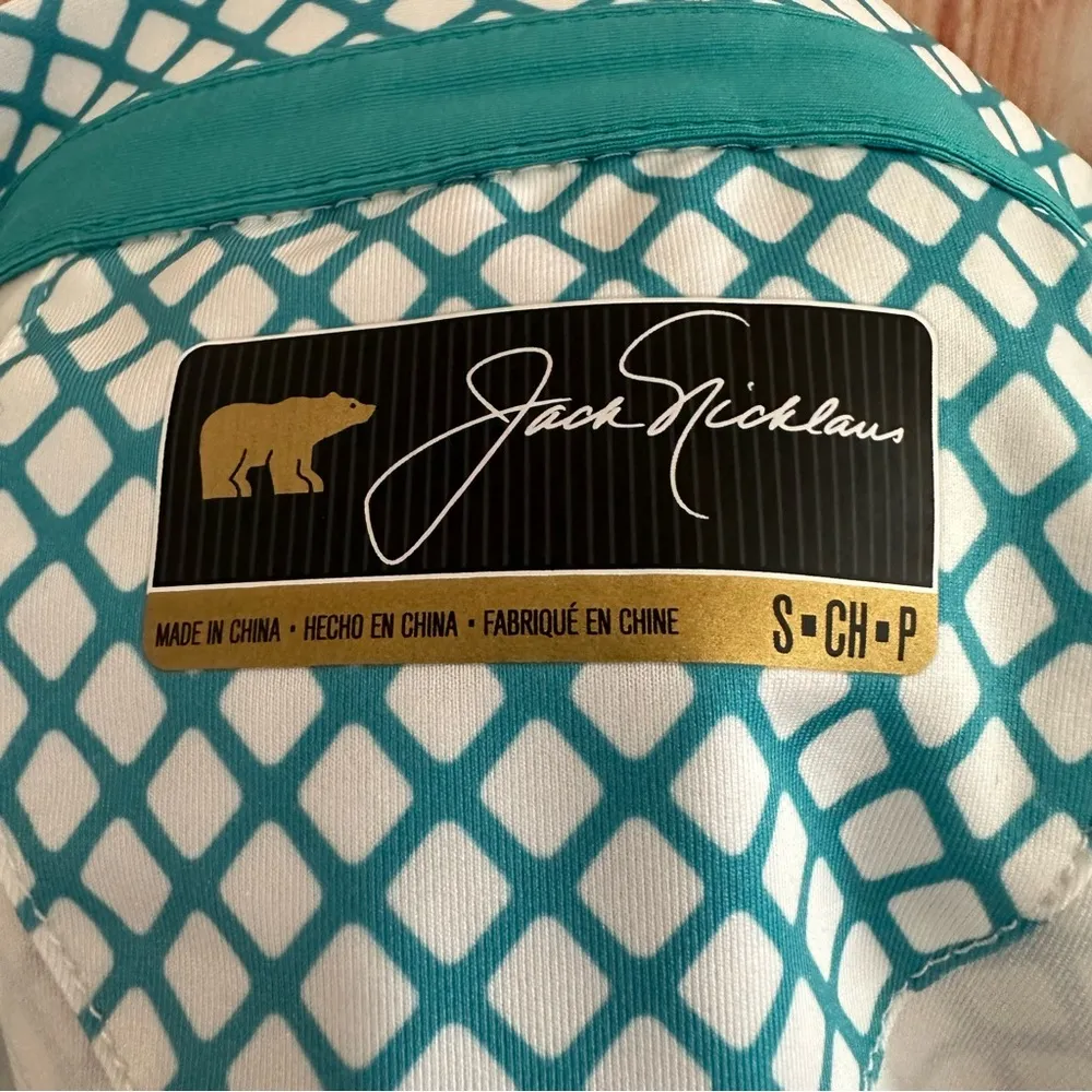 JACK  Nicklaus Aqua Mesh Jacquard Print 1/2 Zip Golf Polo Shirt - Image 13