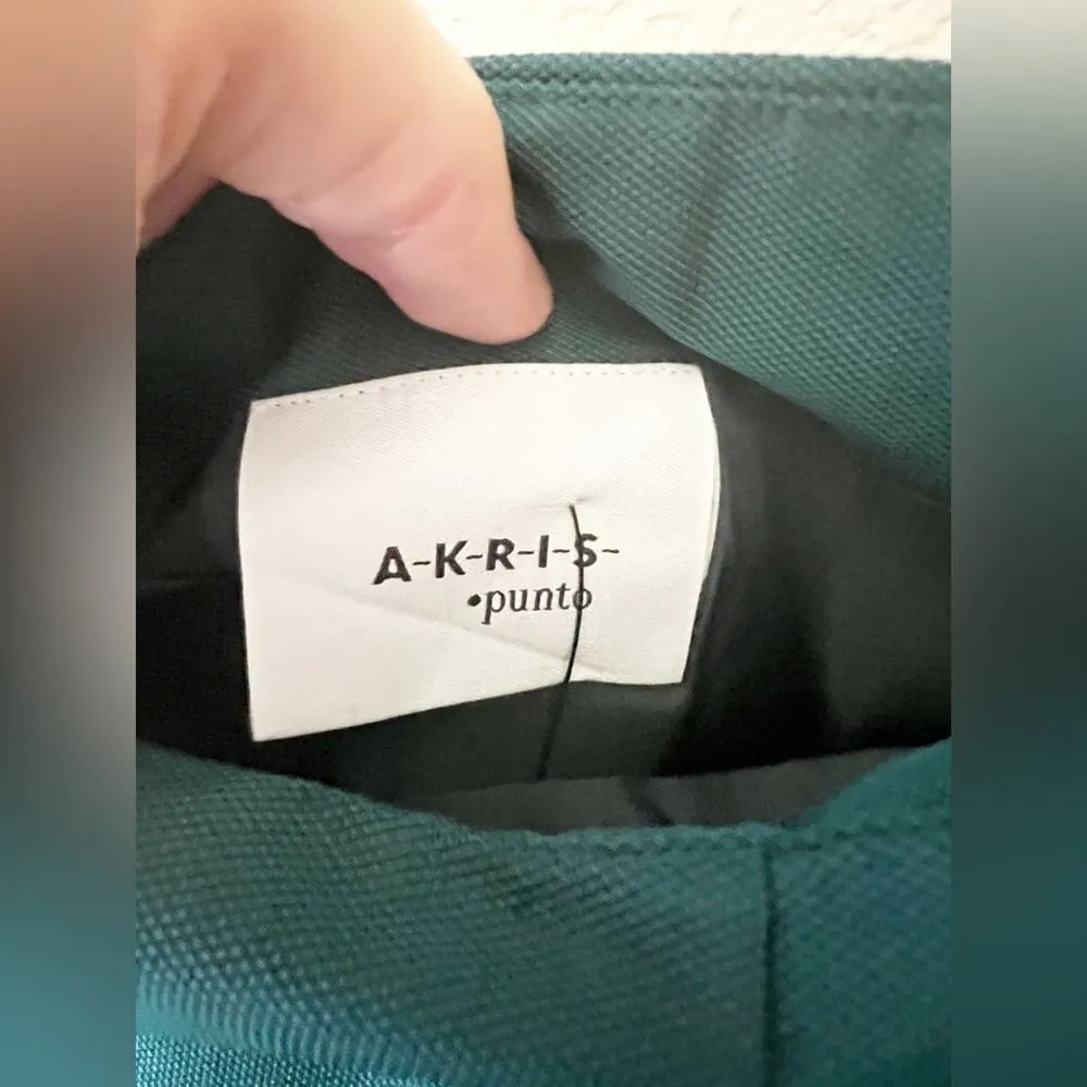 Akris Punto Turquoise Blue Pleated Silk A-Line Mini Skirt Size 8 - Image 2