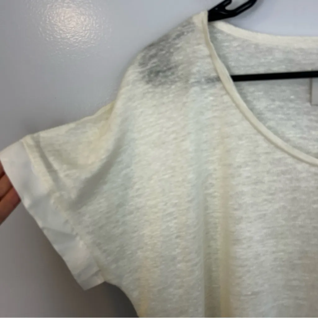 NWT Brochu Walker Linen/Silk Ivory Lightweight Short Sleeve Pullover Top Medium - Image 3