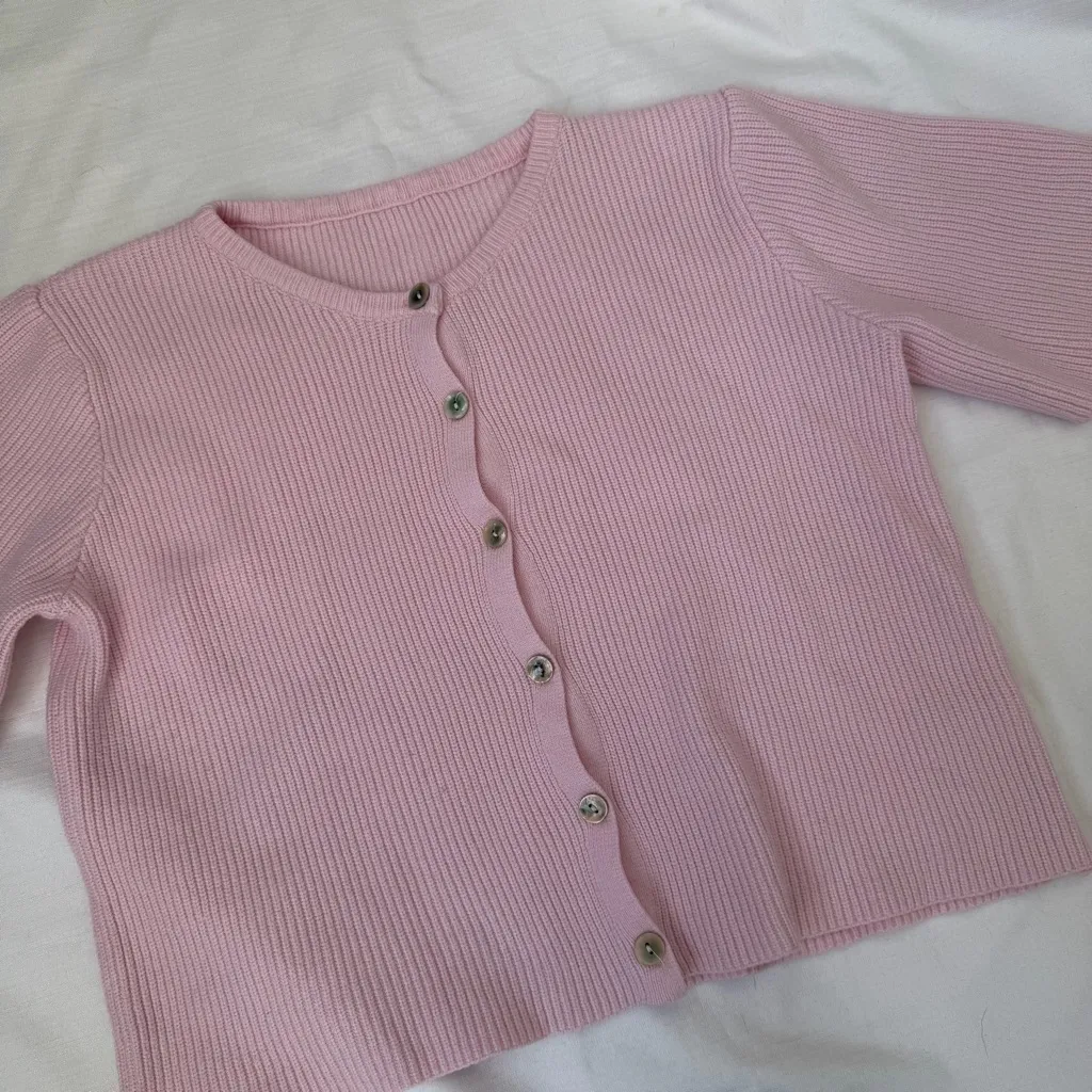 Pink short sleeve cardigan - Image 2