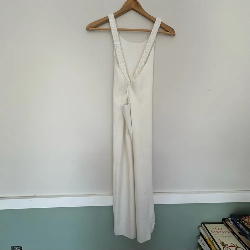 knit elastic cross strap open back midi dress off white Ivory Medium - Image 2