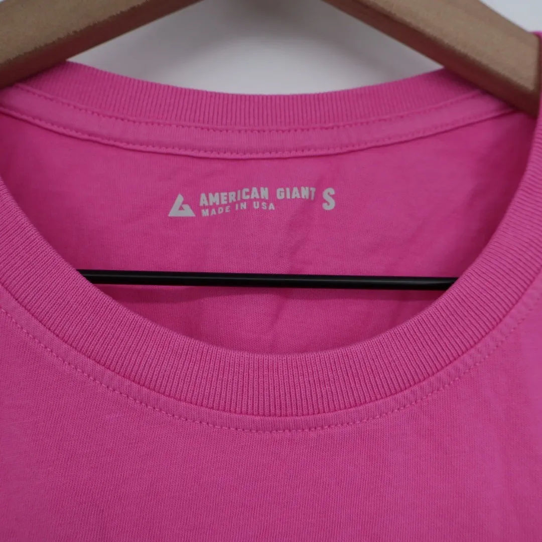 American Giant Women Crew Neck Short Sleeve Cotton Tee Made in USA Size S Pink - Image 3