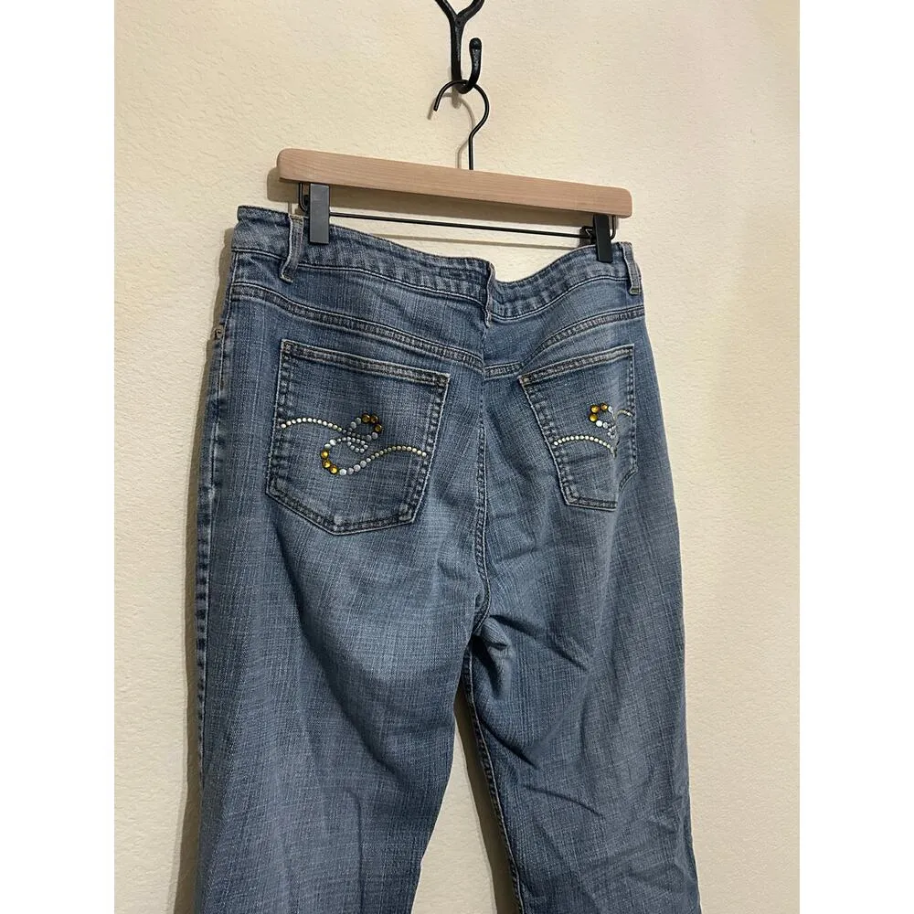 Escada Jeans Women's Size 46 Baggy Denim Designer Pants Trousers Made In Italy Blue - Image 10