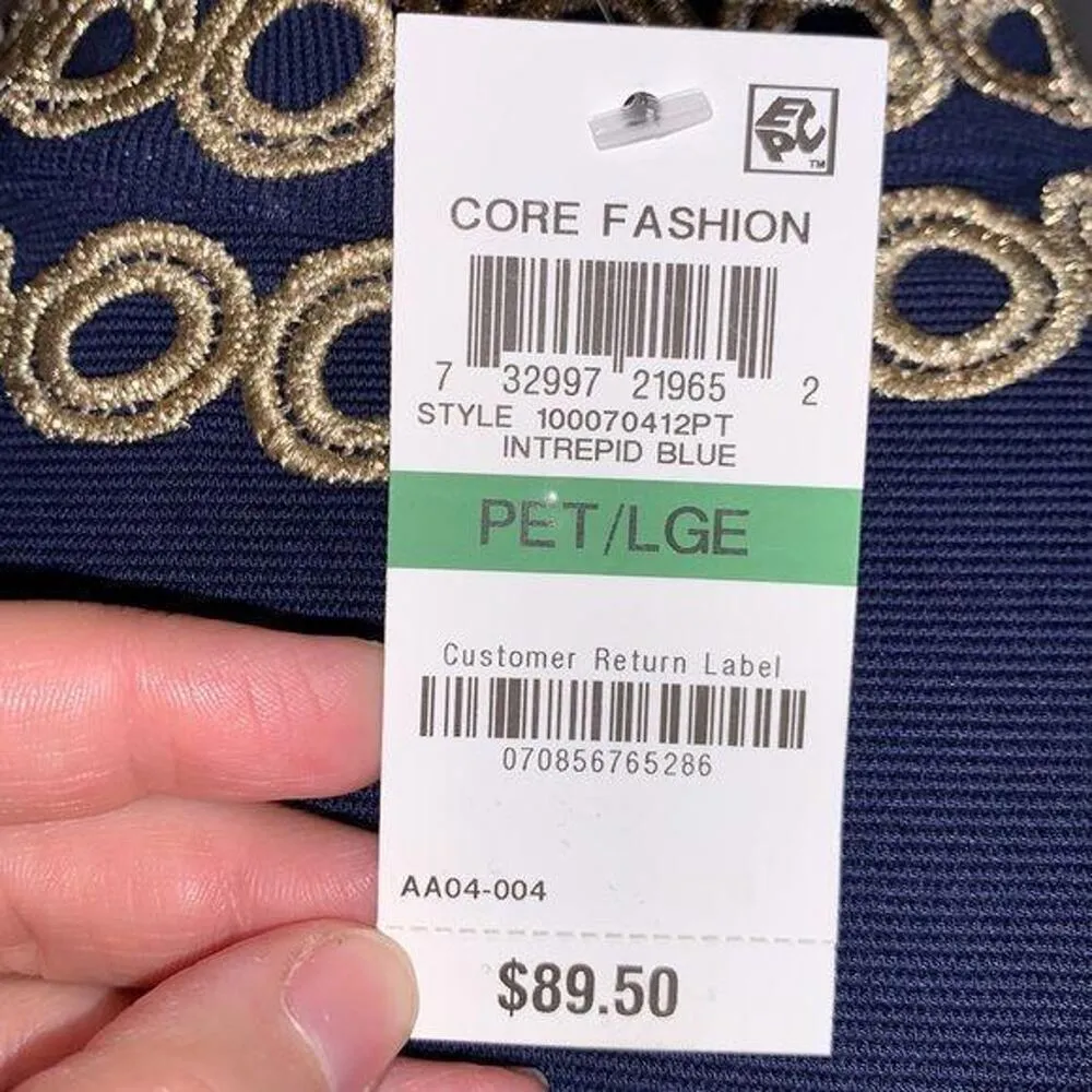 Charter Club Womens Ottoman Sheath Dress Pullover Knit Blue Gold Petite Large - Image 12