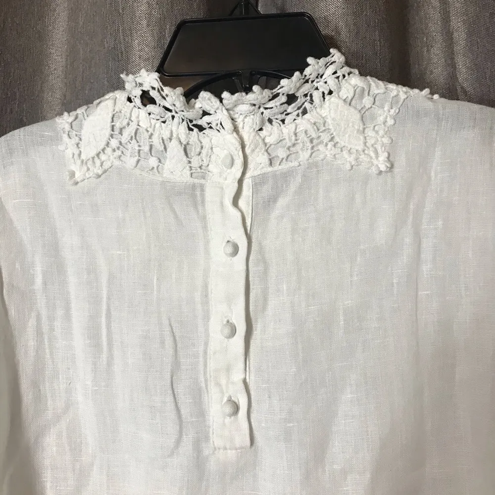 ZARA  Basic White Embroidered Long Sleeve Blouse - Image 8