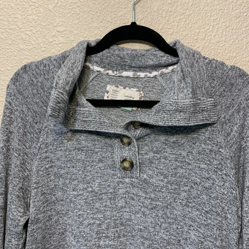 Grey Saturday Sunday sweater sz S casual comfy cozy lightweight fall preppy Gray - Image 4
