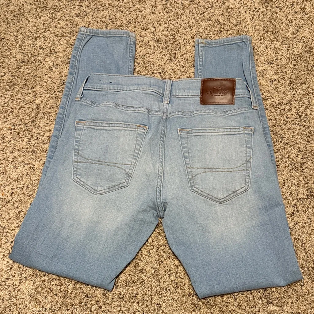 Hollister Light Wash Super Skinny Distressed Denim Jeans Size 29x32 Stretch 29 - Image 7