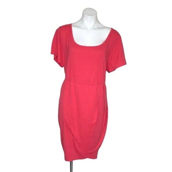 TORRID Tulip Dress Jersey Mini Pink Coral Womens Plus Size 3 3X 22 / 24 - Image 3